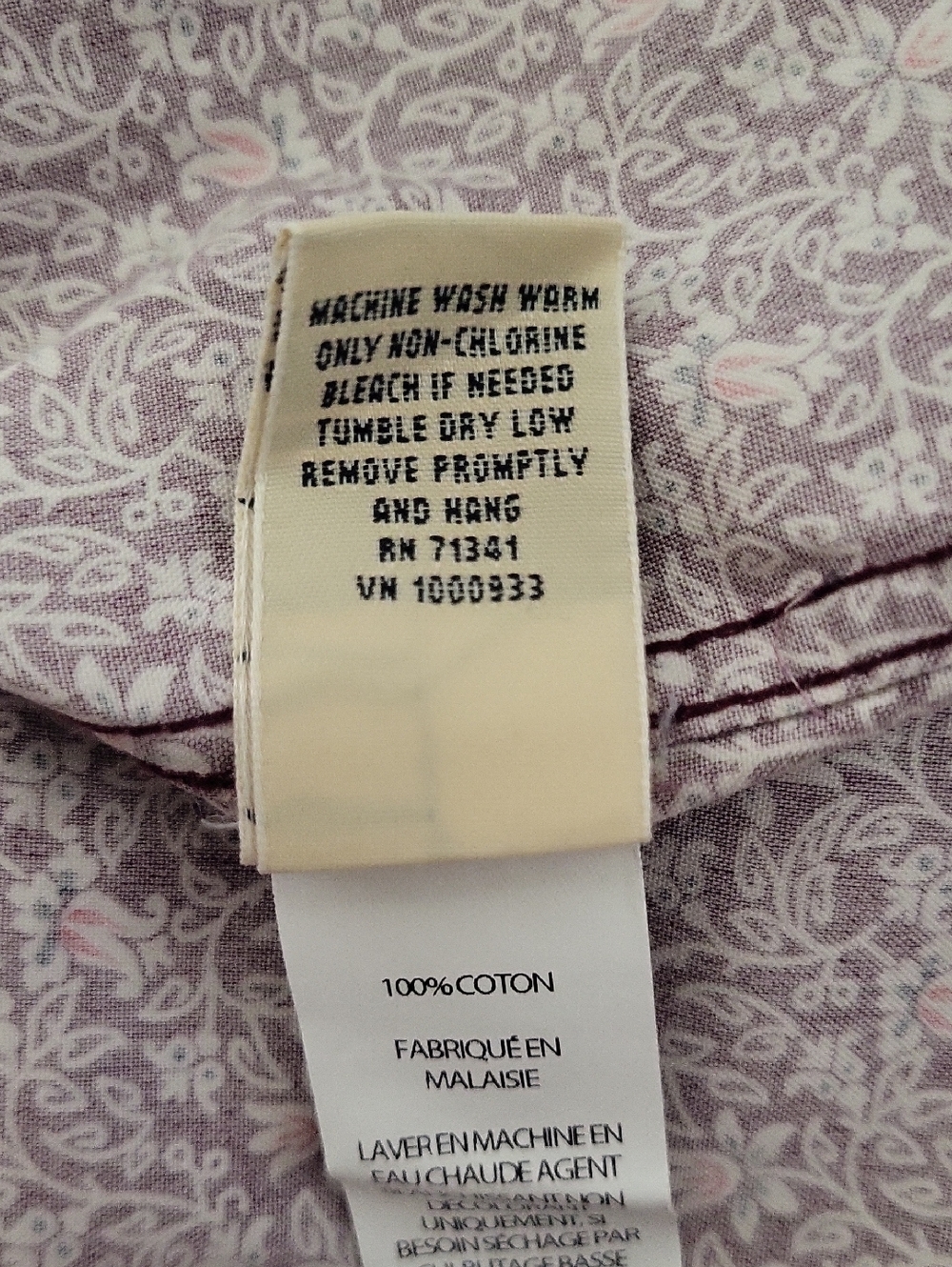 LL Bean Wrinkle Free Floral Button Down Shirt Womens XL 100% Cotton Long Sleeve - Picture 9 of 9